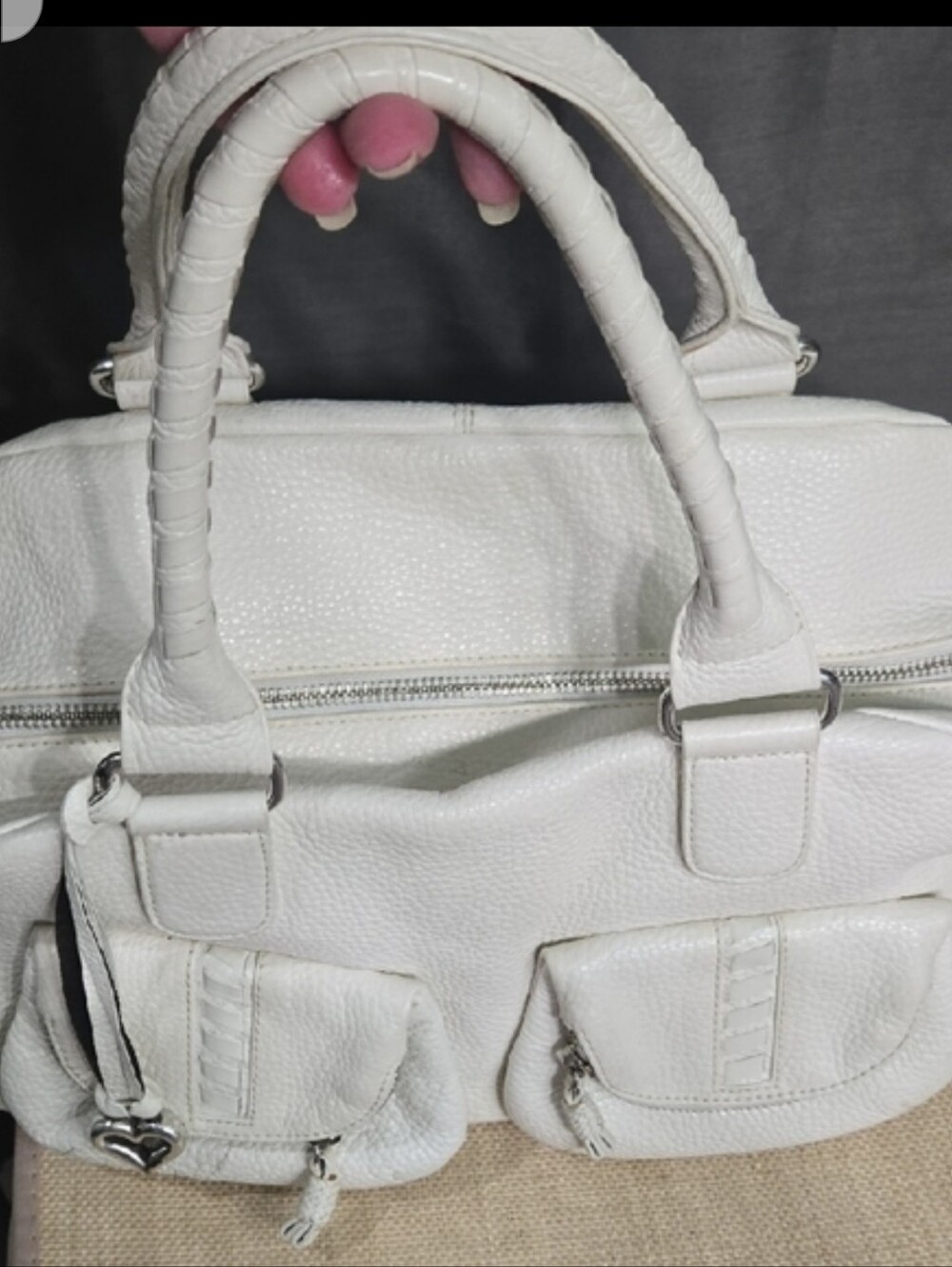 Brighton Ivory Shoulder Bag with Heart Accent